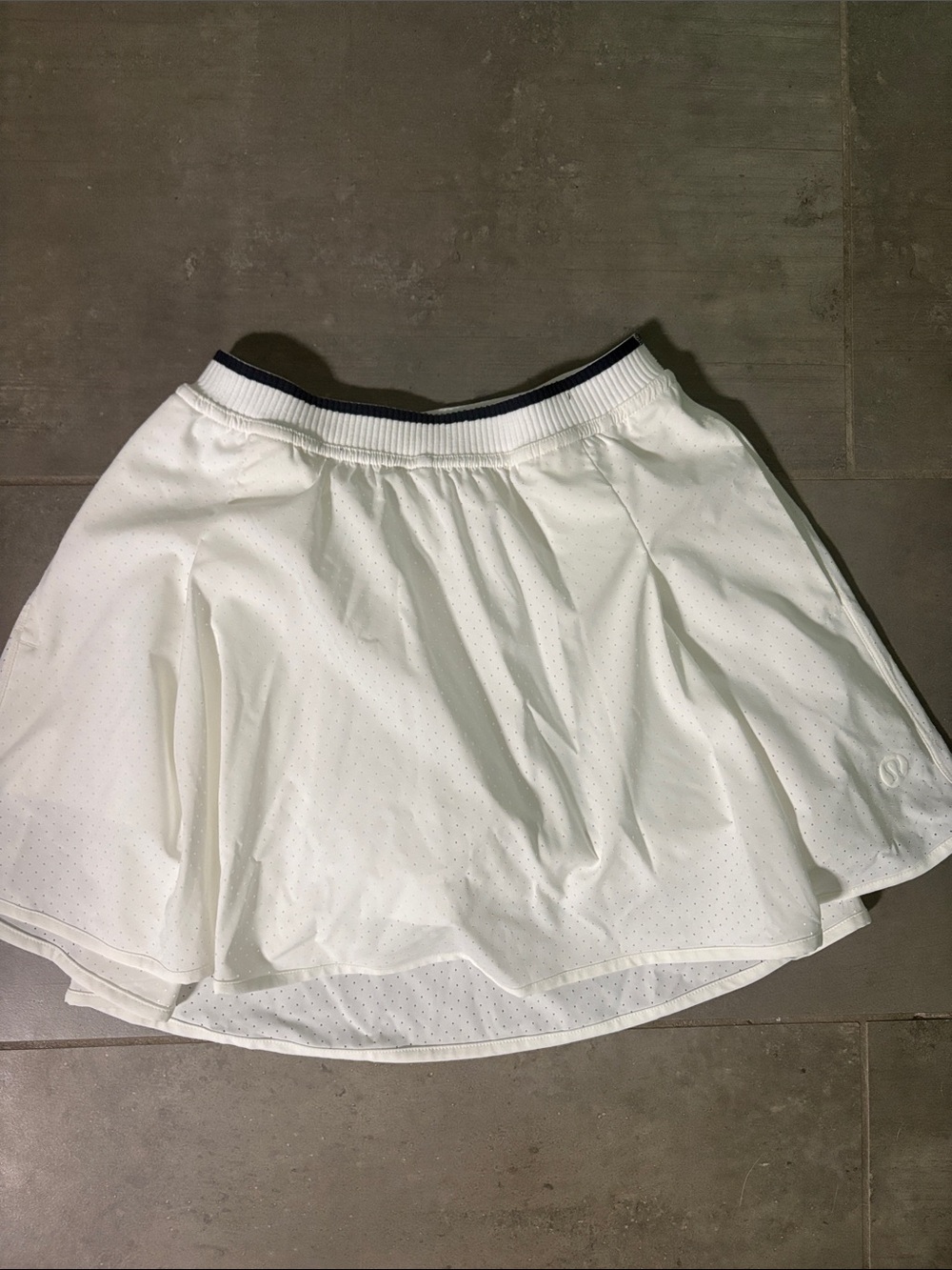 lululemon athletica White Perforated Skort with Navy-Trim Waistband